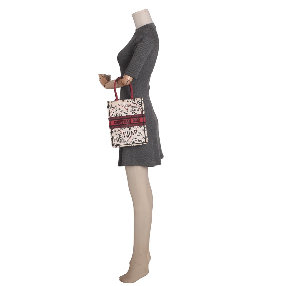 ♥️Dior Book Cream Canvas Tote with Red Logo Band Cotton Tote ♥️ - Picture 7 of 16